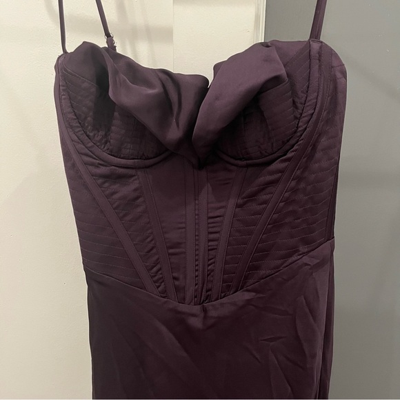 NWT House of CB Maxi Dress Purple Night Shade Satin Charmaine Wedding Guest XS - Picture 3 of 10